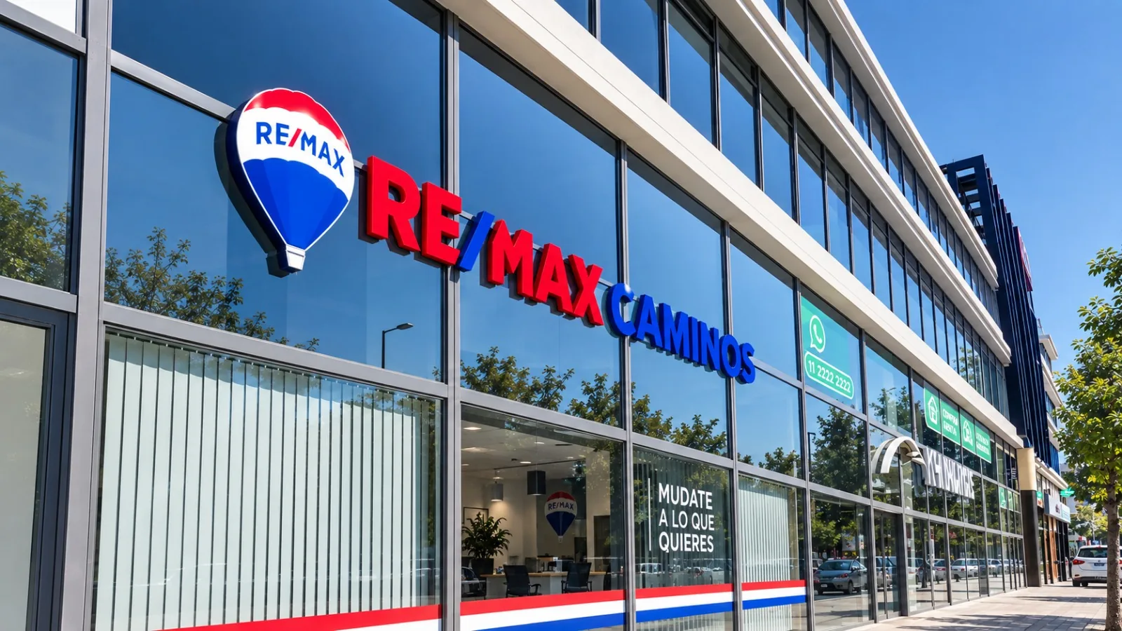 Fachada de la oficina REMAX Caminos en Francisco Álvarez, Buenos Aires